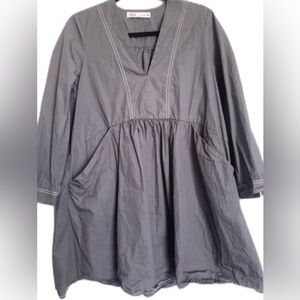 ZARA Gray Flowy Babydoll Dress Size S